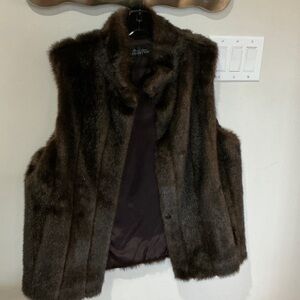 Fabulous Furs Dark Brown Faux Fur Vest